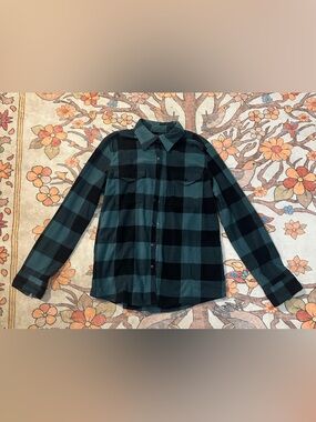 Natural Reflections Teal and Black Buffalo Plaid Shirt Jacket